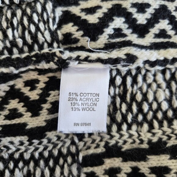 J. Jill Womens Black & White Patchwork Open Front Long Cardigan Sweater Large - Picture 14 of 15